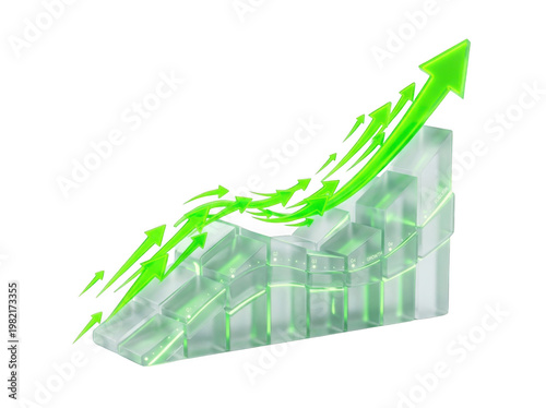 Green Growth Chart with Rising Arrows Representing Business Success and Financial Progress