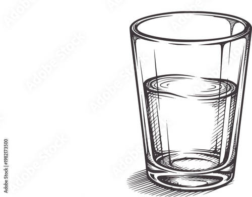 Of a clear glass filled with water casting a shadow liquid drink