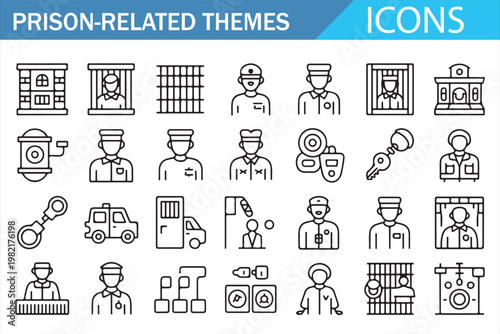 Jail and Arrest Icons Collection Editable Vector Law Enforcement Set