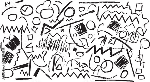 Abstract black and white sketch a chaotic composition of lines shapes and textures