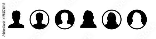 Man and woman silhouette icons. Avatar icons set. Profile sign. Male and female avatar profile sign, face silhouette