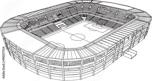Detailed sketch of a large stadium an artistic rendering of a sports venue with intricate line work