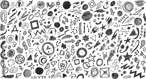 Intricate black and white doodle art a chaotic collection of abstract shapes and lines