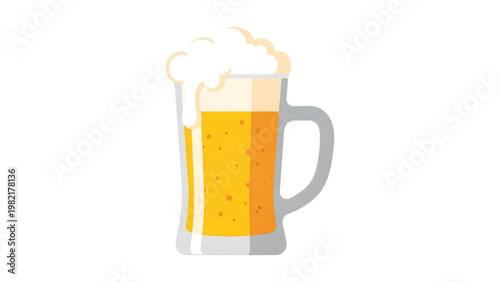 Glass of beer with foam on top vector illustration