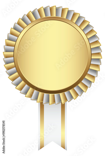 Blank Silver and Gold Award Medal with Hanging Ribbon Strips