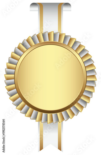 Winner Silver and Gold Medal Badge on Transparent Background