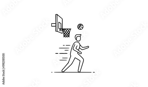 Basketball exercise outline icon calorie burning stress relief healthy lifestyle vector illustration isolated