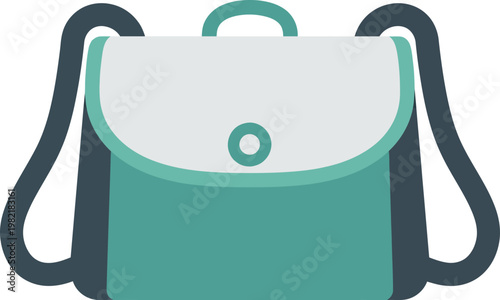 Modern colorful backpack with flap cover, stylish school bag vector illustration