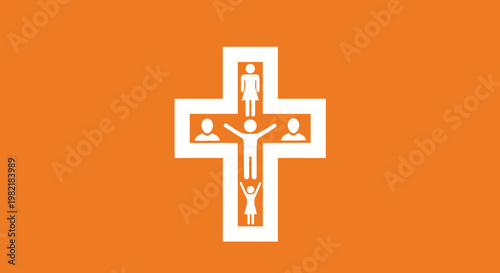 The crucifixion scene depicts Jesus on cross with figures nearby outside