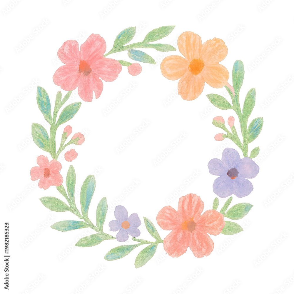 Obraz premium PNG Watercolor floral wreath illustration.