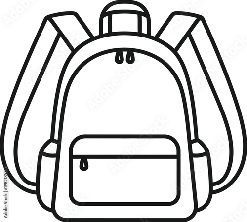 Minimal backpack outline vector, clean school bag icon isolated