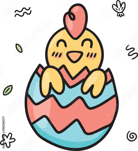 Cute chicken egg character cartoon illustration