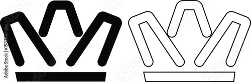 Crown icon set collection group, king, queen, royal, tiara, diadem, monarchy symbols, regal headwear shapes in flat and line style black vector illustration isolated design pack