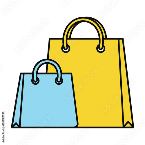 Two Colorful Paper Shopping Bags Representing Retail Consumerism and Sales Promotion Concepts