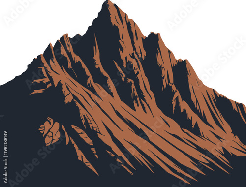 Stylized illustration of a rugged mountain peak