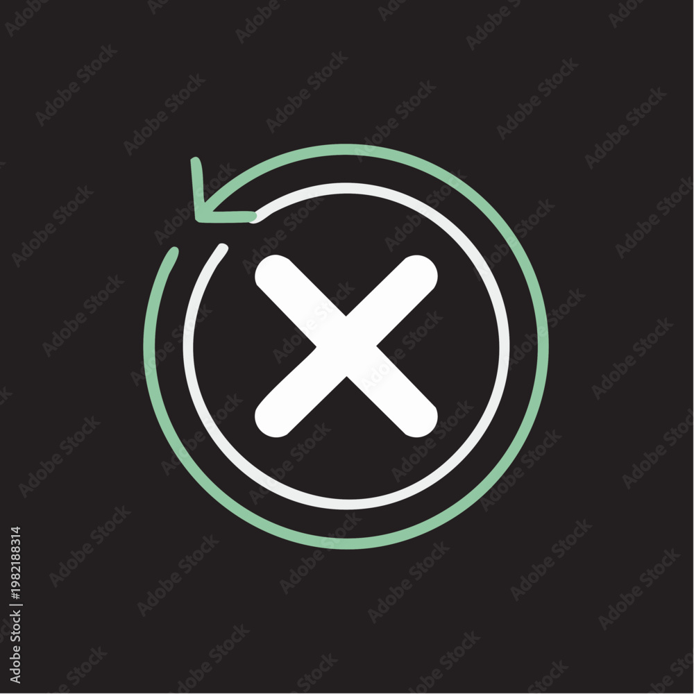 Obraz premium Simple X Mark In Circle With Refresh Arrow Icon Indicating Error, Undo, Or Retry