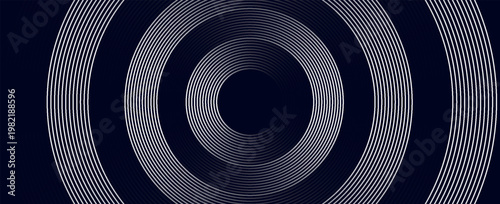 white abstract background with glowing circles. Swirl circular lines pattern. Geometric spiral. Twirl element. Modern graphic design. Futuristic technology concept. Vector