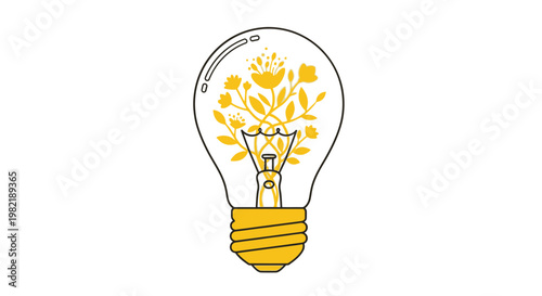 A light bulb with a tree growing inside, symbolizing eco-friendly ideas and innovation.