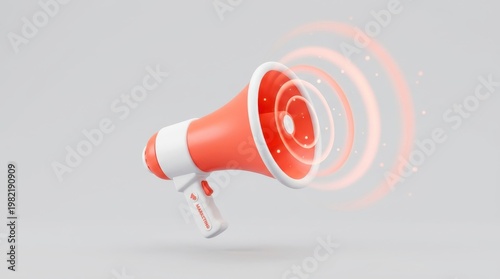 Orange Megaphone with Sound Waves on Gray Background for Marketing or Communication Purposes