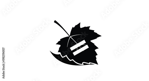 Leaf symbol displaying an equal sign within its veins illustrates the concept of balance and equity in nature, serving as a powerful visual metaphor for environmental justice and sustainability.