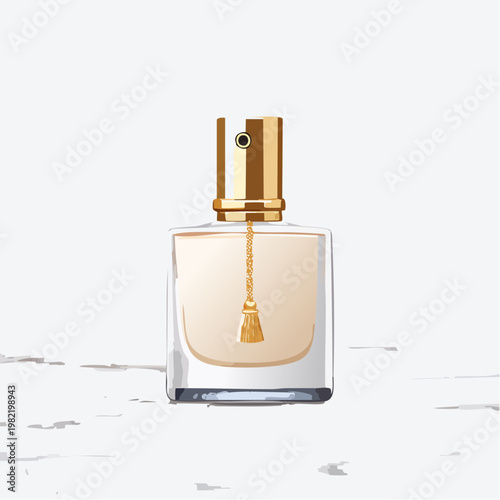 Parfümflakon auf Marmor mit goldenen Akzenten