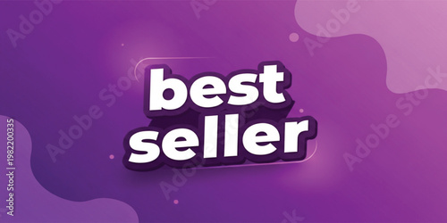 Best Seller Text Design with Bold Typography on Purple Gradient Background Modern Promotional Banner for Marketing Advertising and Product Highlight Display
