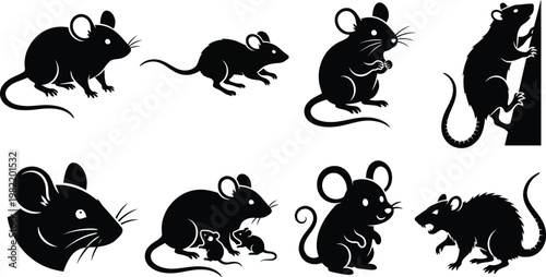 Mouse Rat Silhouette Icon Vector Set