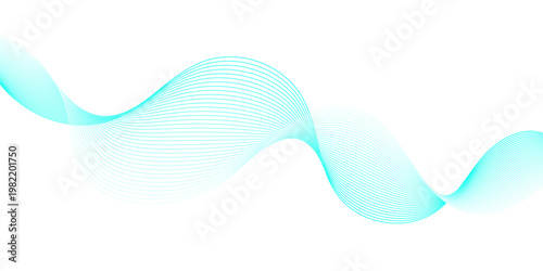 Abstract flowing neon blue and purple wave lines on transparent, combined with cyan soundwave mesh on black featuring smooth gradient curves for futuristic digital technology design.