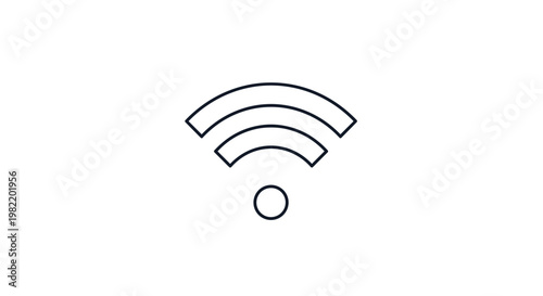 Minimalist wireless signal or wifi icon presented in a clean black line art style on a plain white background for digital connectivity.