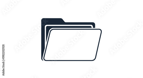 Dark blue computer folder icon shown partially open representing file storage, digital document management, and information organization in an office.
