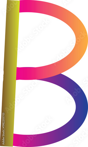 The image shows an artistic, three-dimensional letter 'B', designed to be both eye-catching and modern. The letter has a thick vertical bar on the left side, which provides a strong base, and two 