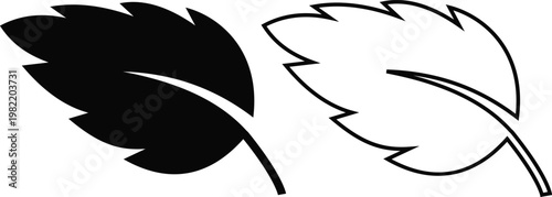 Leaf silhouettes icon set collection group, foliage leaves nature botanical plant shapes vector pack, flat and line style black icons, eco greenery elements bundle isolated design