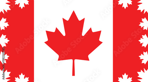 An artistic stylized representation of the canadian flag with fractals on the red side bars. Vector