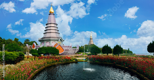 Fotografija Thai pagoda temple National Park Doi Inthanon Chiang Mai, top highest mountain of Thailand