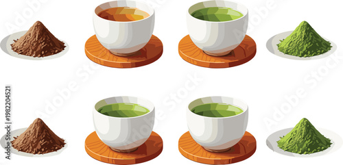 Steamed Dim Sum Dumplings Collection with Bamboo Baskets Traditional Chinese Cuisine Food Illustration Set for Restaurant Menu and Asian Cooking Design