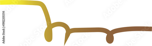 The design features a stylized, brushstroke-like graphical element that creates a sense of movement and artistic flair. The gradient fill, which transitions from a golden yellow on the left to a dark 