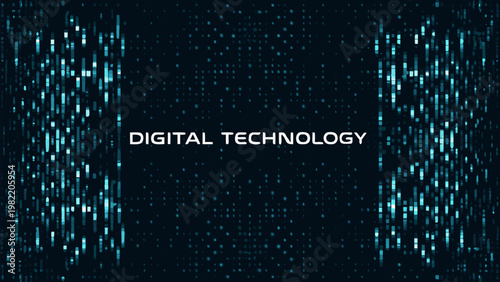 Abstract digital technology background with cascading binary code elements