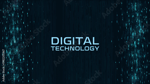 Abstract digital technology background with cascading binary code