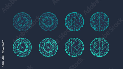 Abstract geometric egg shapes evolving through stages of complexity