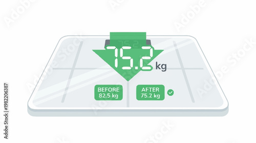 Digital scale showing a weight loss of 75.2 kg from a previous weight of 83.5 kg.