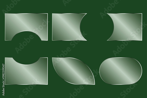 Six glass effect with Curved Edges on Green Background
