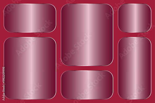 Six glass effect with Rose Gold Metallic Gradient and Silver Borders