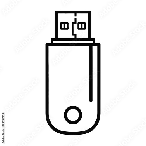 USB Flash Drive Icon Outline Style Simple Data Storage Device Symbol for Modern Computing Needs