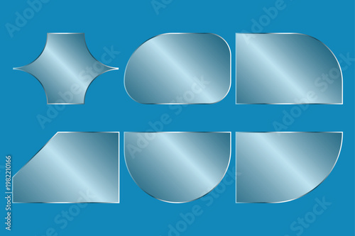 Six unique glass effect arranged on a blue background