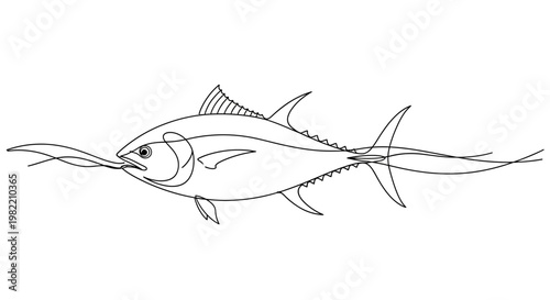 Tuna fish swimming in ocean water.