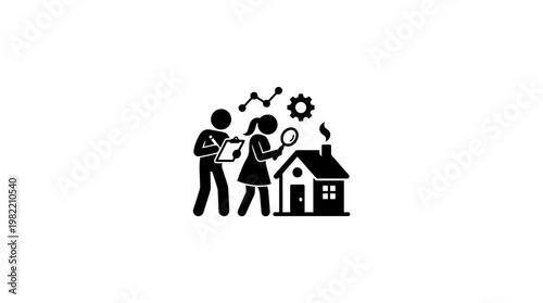 Real Estate Agents Inspecting House for Sale