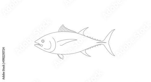 Tuna Fish Side View Illustration.