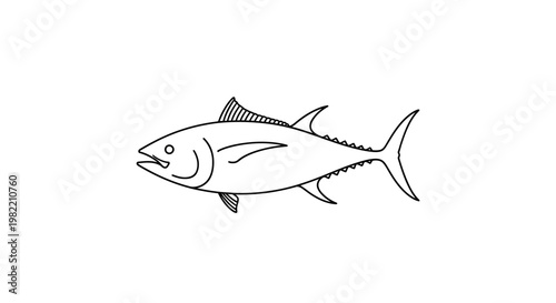 Tuna Fish Side View Illustration.