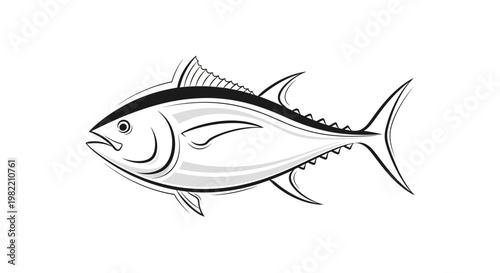 Tuna fish side view illustration.