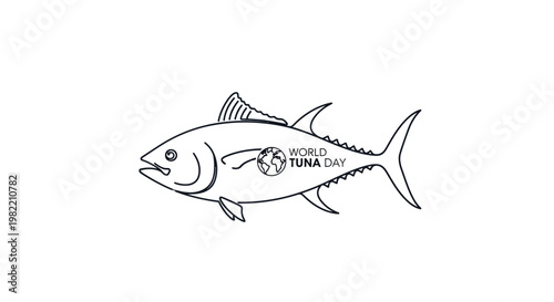 Tuna Fish Side View Illustration.
